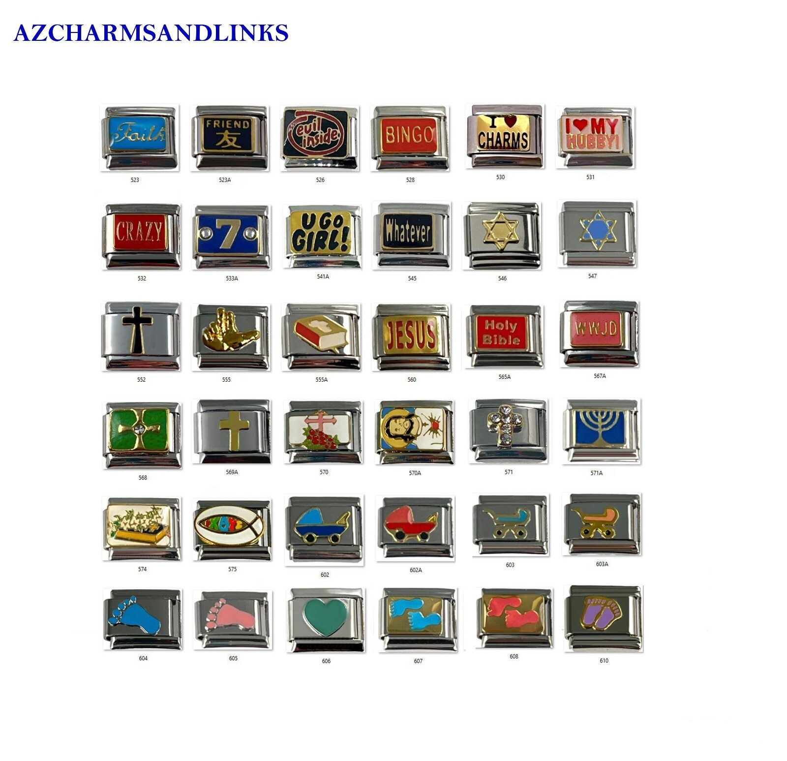 Italian Charms Lots to Choose from Italian Charm Links for your Bracelet (Set10)