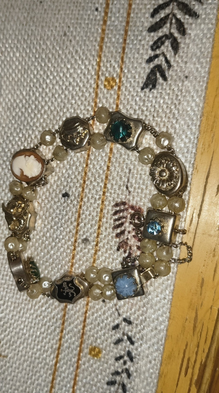 Goldette Style Victorian Revival Charm Slide Bracelet