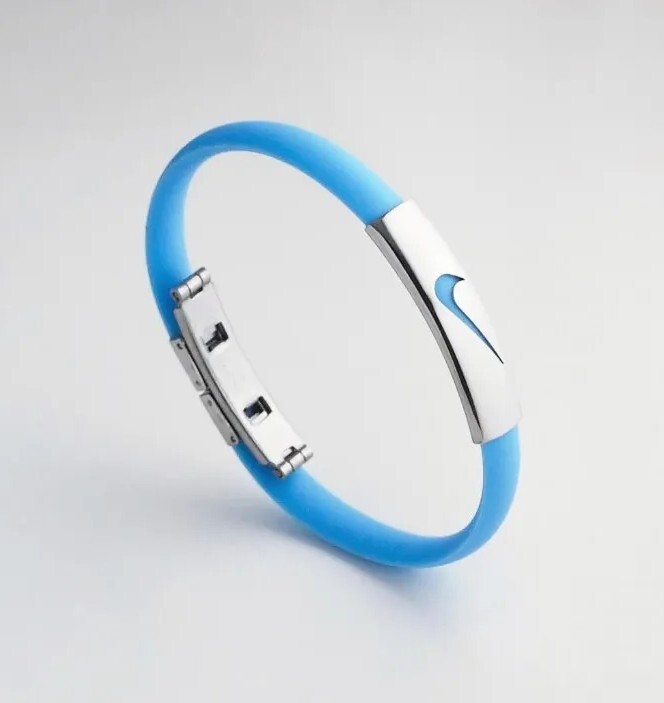 Unisex Nike Sport Silicone Wristbands Bracelet Stainless Steel Clasp w/Metal Box