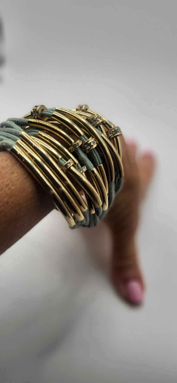 ST THOMAS Teal Leather Multistrand Bracelet Gold Bars Adjustable Toggle Clasp