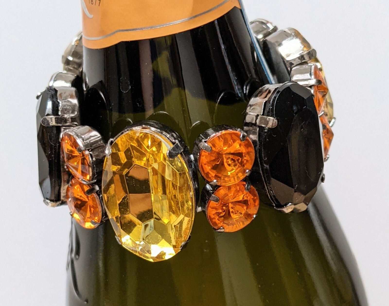 Brown Orange Bracelet Fall Harvest Acrylic Bling Bling Beaded Stretch Bracelet
