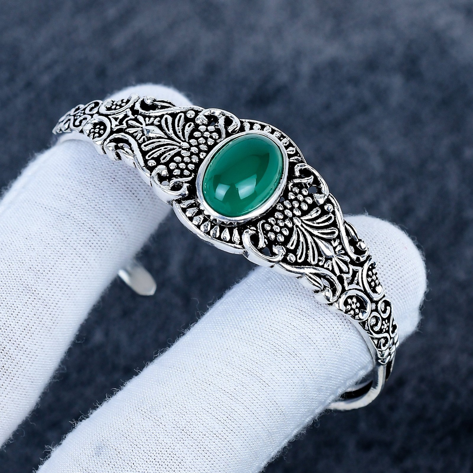Lab-Created Emerald 925 Sterling Silver Bangle Handmade Jewelry Cuff Gifts