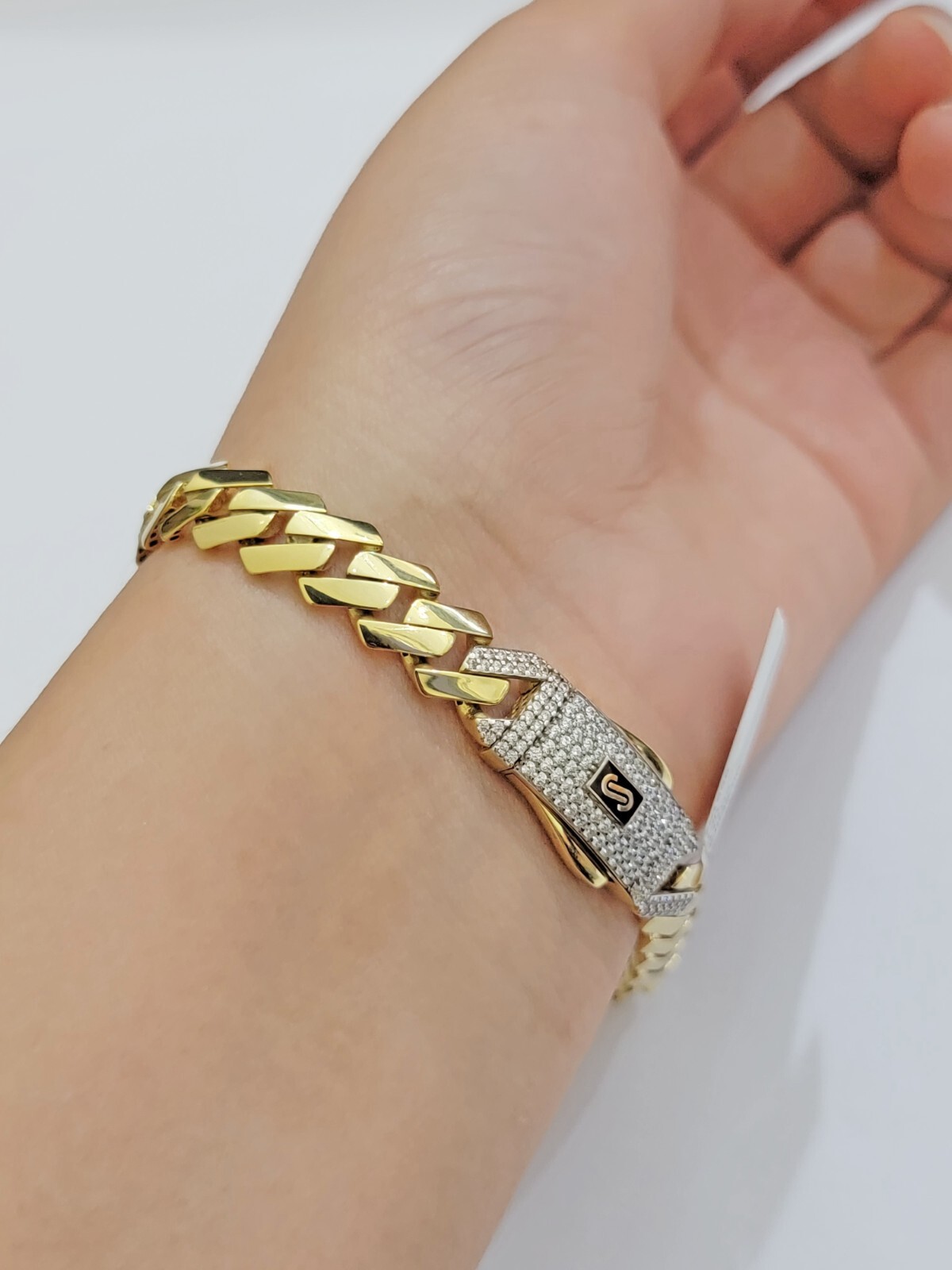 Real 10k Yellow Gold Bracelet 8 Inch Royal Monaco Cuban Link 9mm Mens Box Clasp