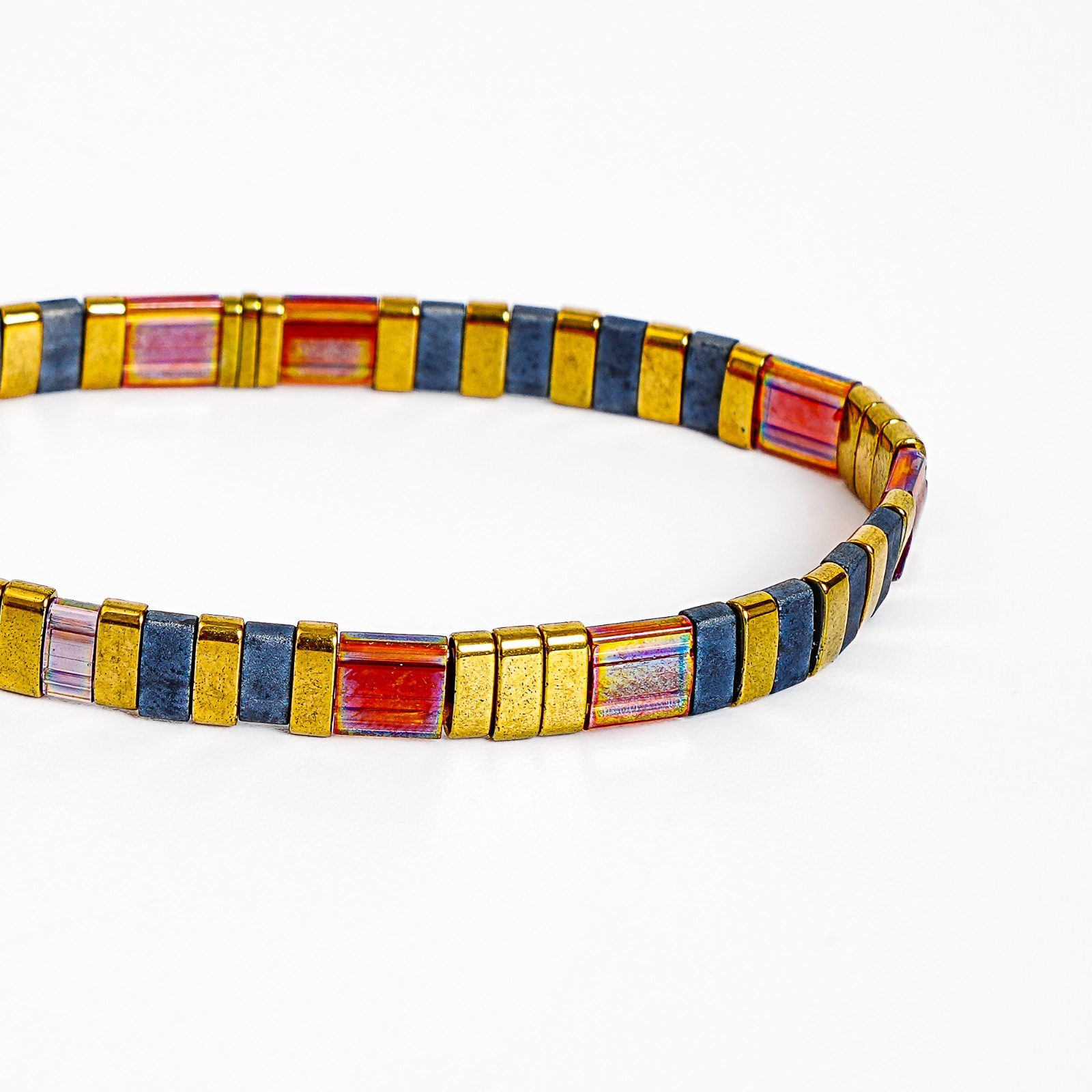 Tile Tila Bracelet,Stackable Boho Glass Bead Bracelets,Summer Jewelry-EGYPT GOLD
