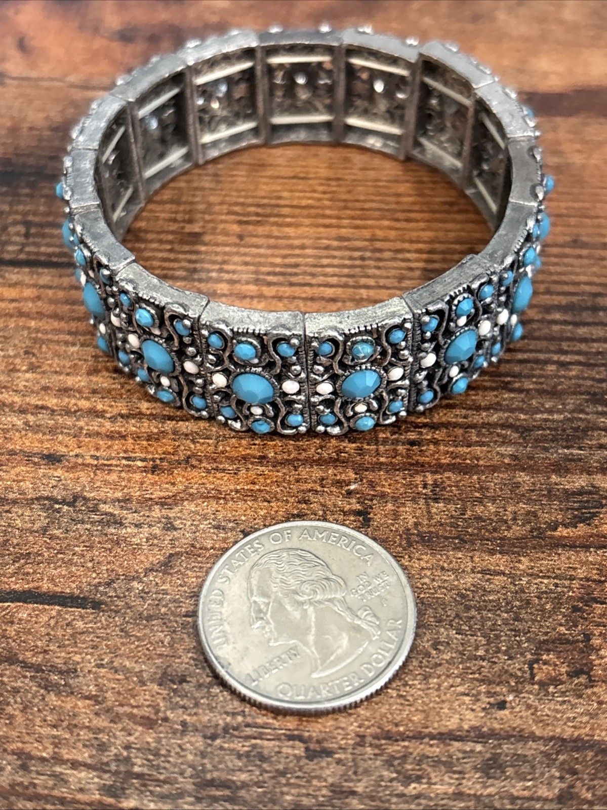 Lot 14 Faux Simulated Turquoise Fashion Jewelry Bracelets Stretch Cuff Tennis