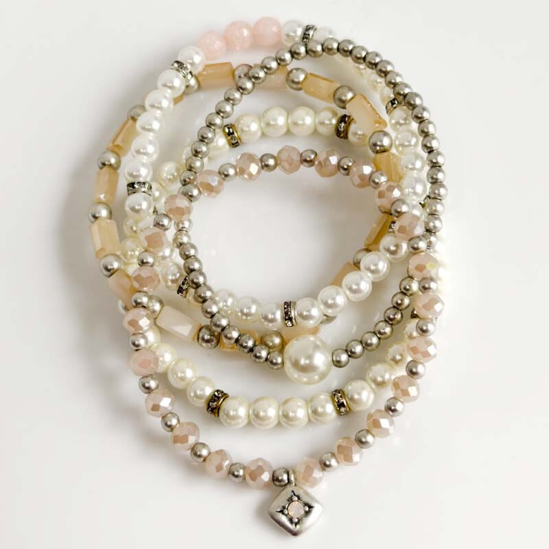New 5pcs Chicos Charms Beads Elastic Bracelet Gift Vintage Women Party Jewelry