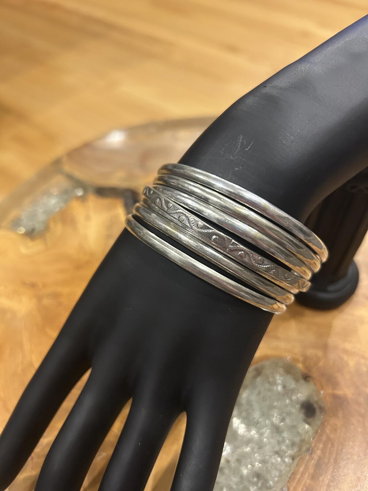 Set of 6 Sterling Silver Bangle Bracelets