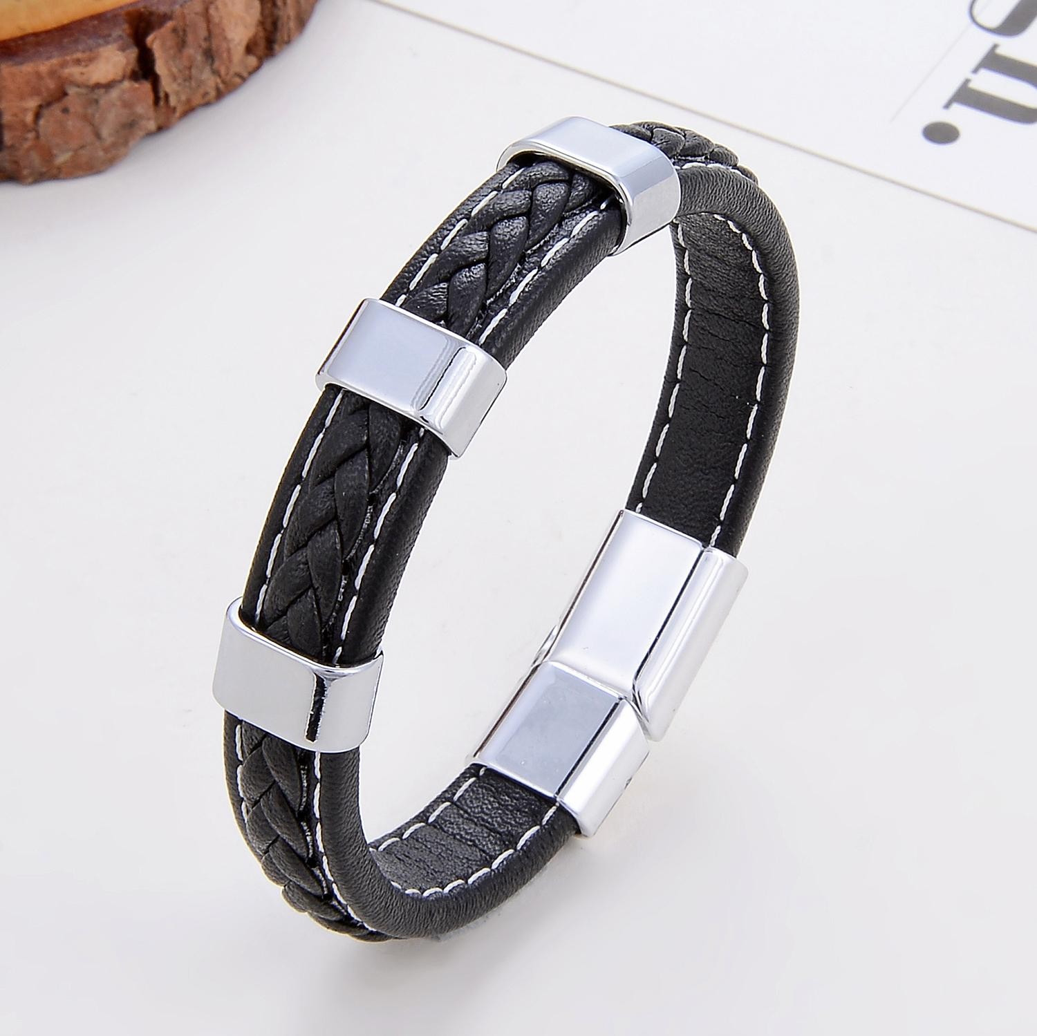 Classic Braided Leather Bracelet for Women & Men – Zinc Alloy Clasp Jewelry