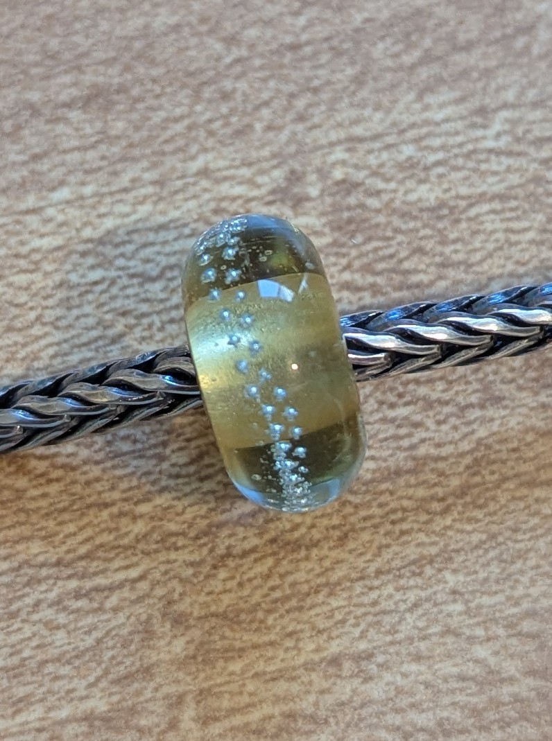 Authentic Retired TrollBeads Silver Trace Beige Blue
