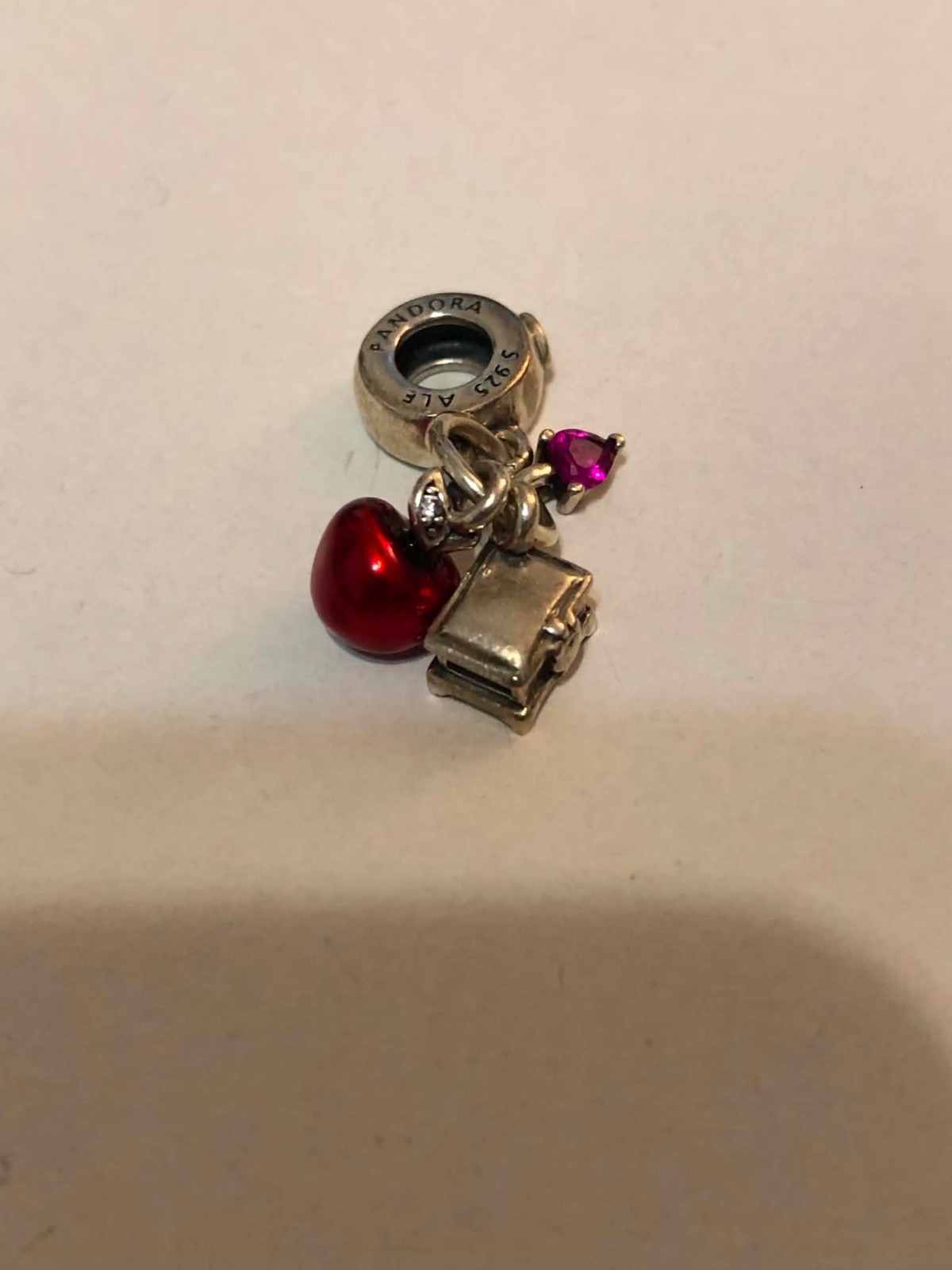 Pandora Disney Snow White Apple & Heart Dangle Charm