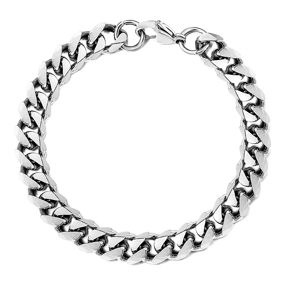 Silver Stainless Steel Curb Cuban Link Chain Bracelet Unisex Women Men 6-10 inch
