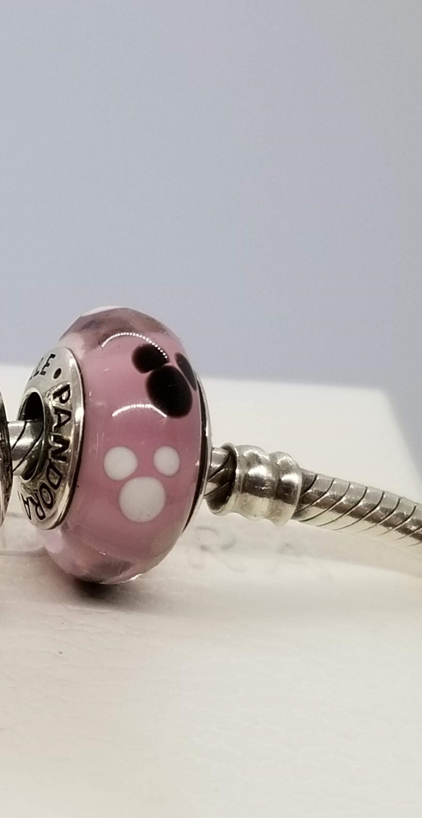 Authentic Pandora Disney Mickey Mouse Icon Pink Murano Glass Parks Exclusive