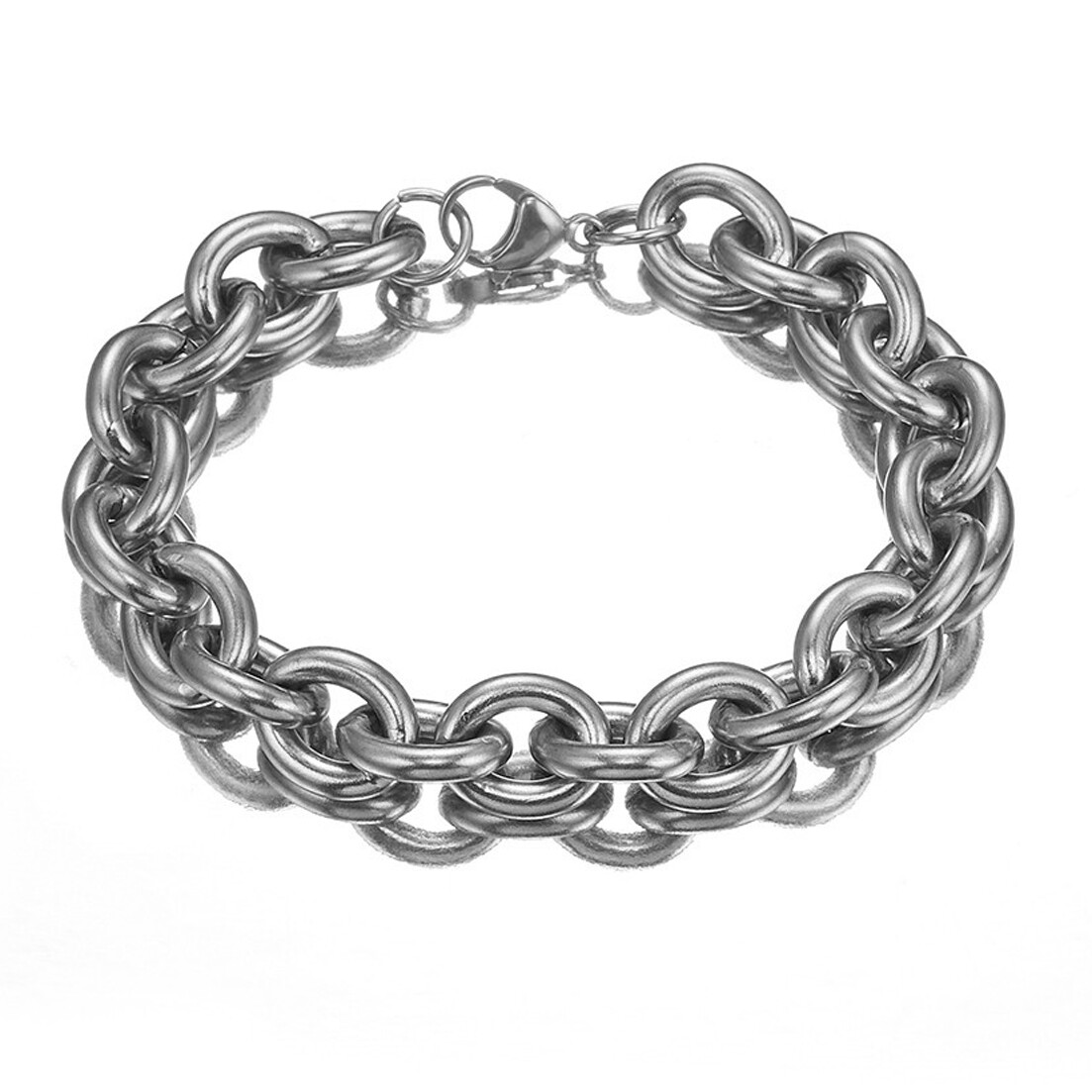 11/13/15mm Mens Round Heavy Rolo Chain Link 316L Stainless Steel Bracelet Bangle
