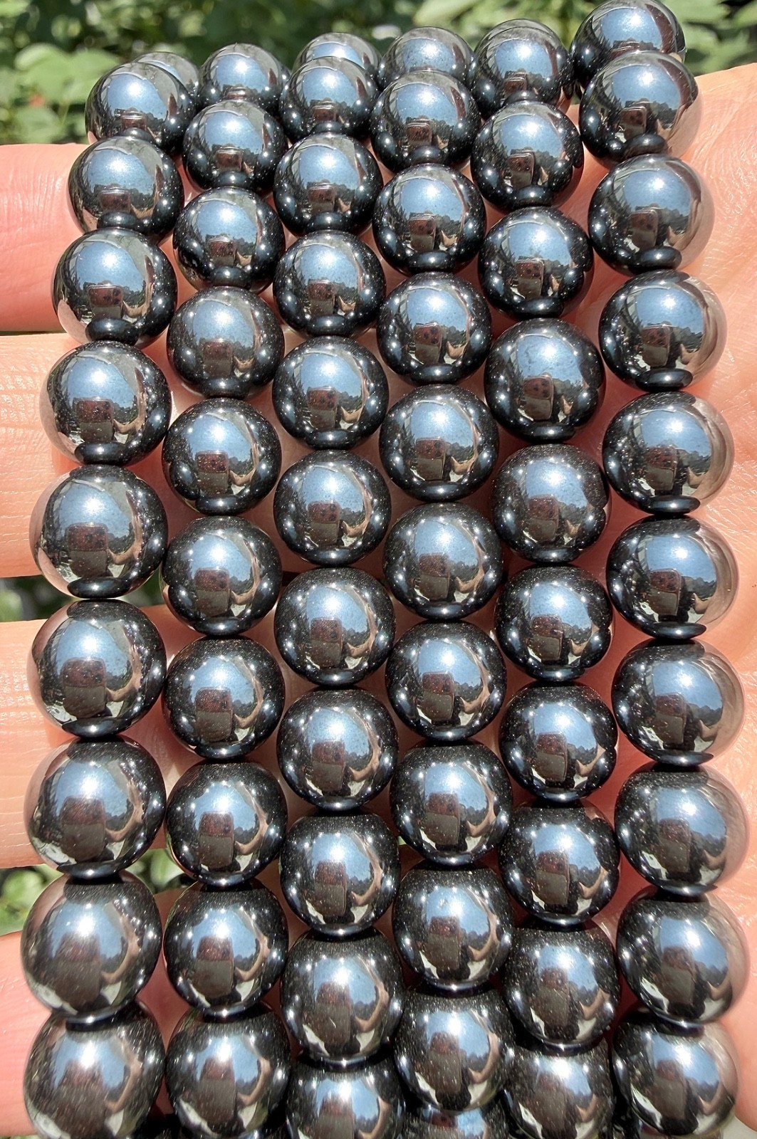 Wholesale Lot 6 Pcs Natural Hematite 8mm 7.5” Crystal Healing Stretch Bracelet