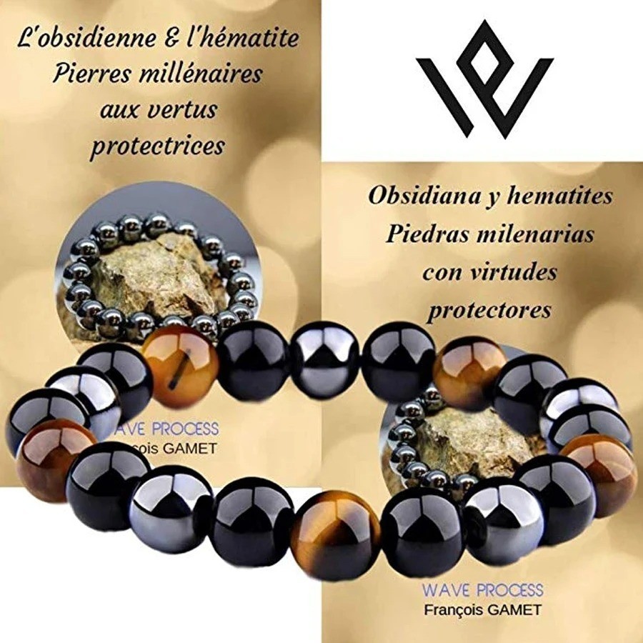 2 PCS Tiger Eye Natural Stone Obsidian 8mm Beaded Bracelet Men Women Jewelry
