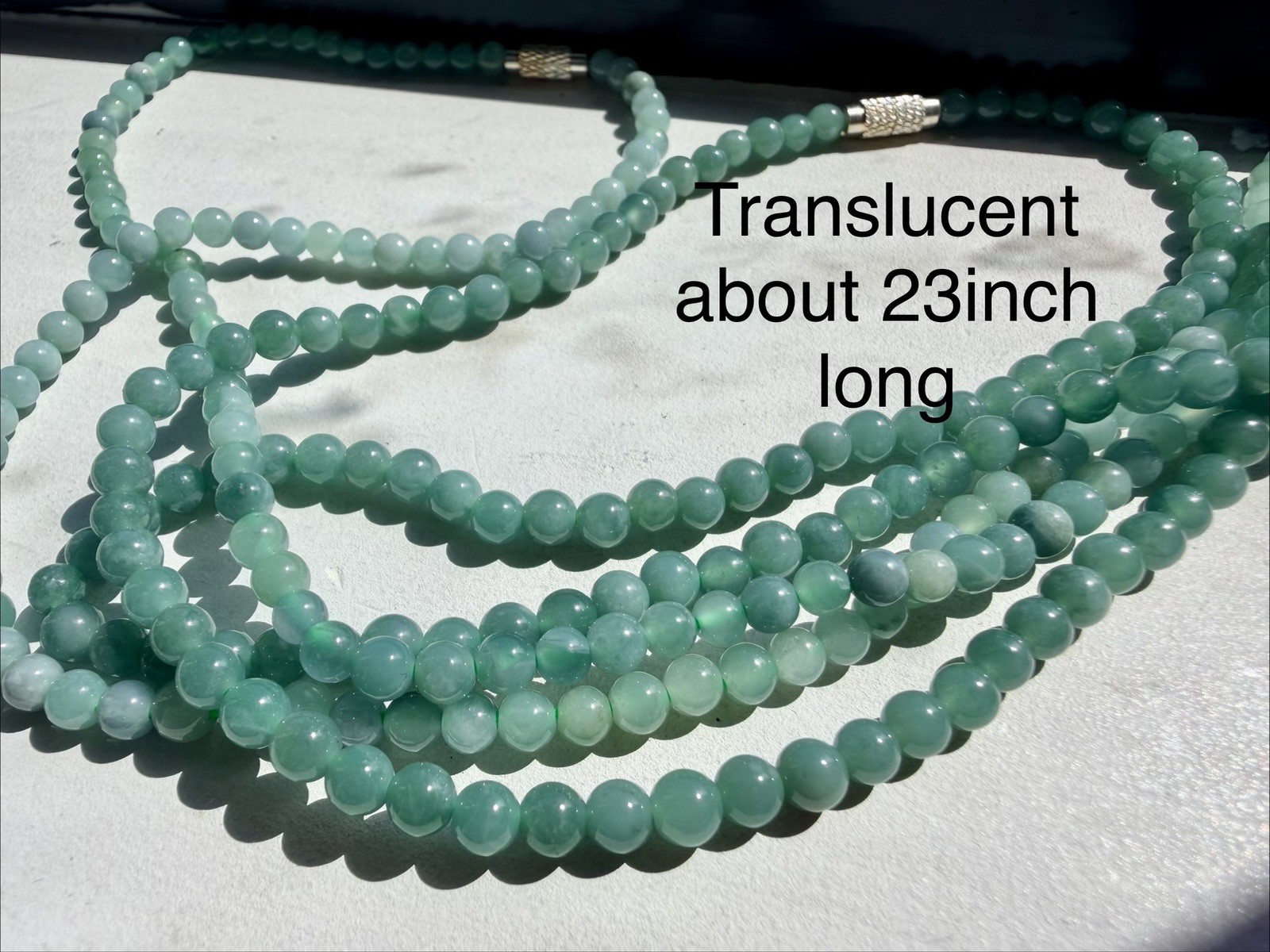 Jadeite blue necklace 4.5m icy translucent type A Guatemala jade 翡翠蓝水