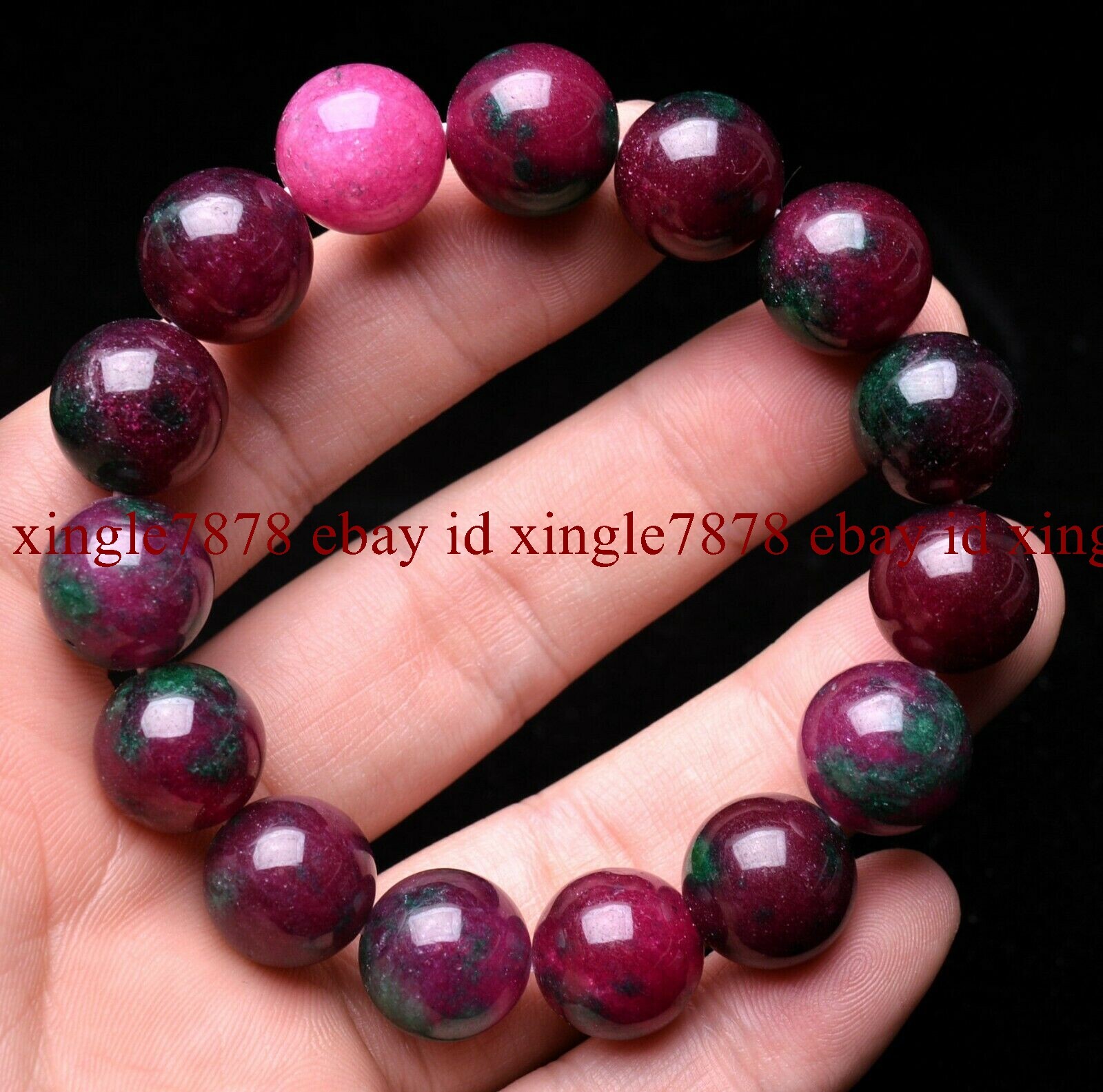 6mm-20mm Top Natural Red Green Zoisite Epidote More Red Gemstone Bead Bracelet