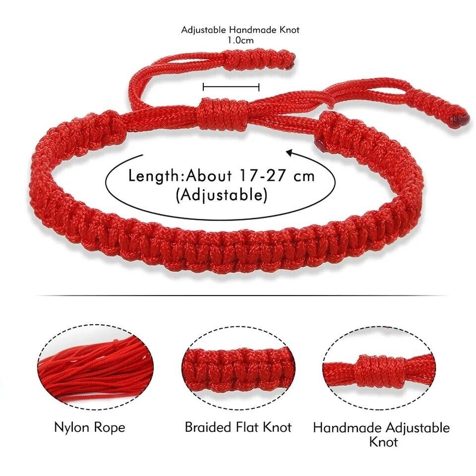 4/2× Tibetan Lucky Red String Bracelet Protection Men Women Lucky Rope Gift USA