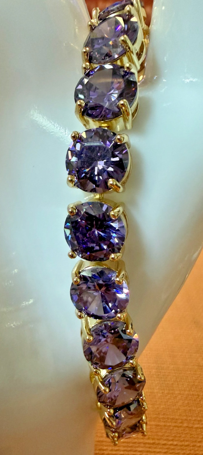 Elegant Purple Bracelet – 14K Gold Filled, Adjustable, Hypoallergenic