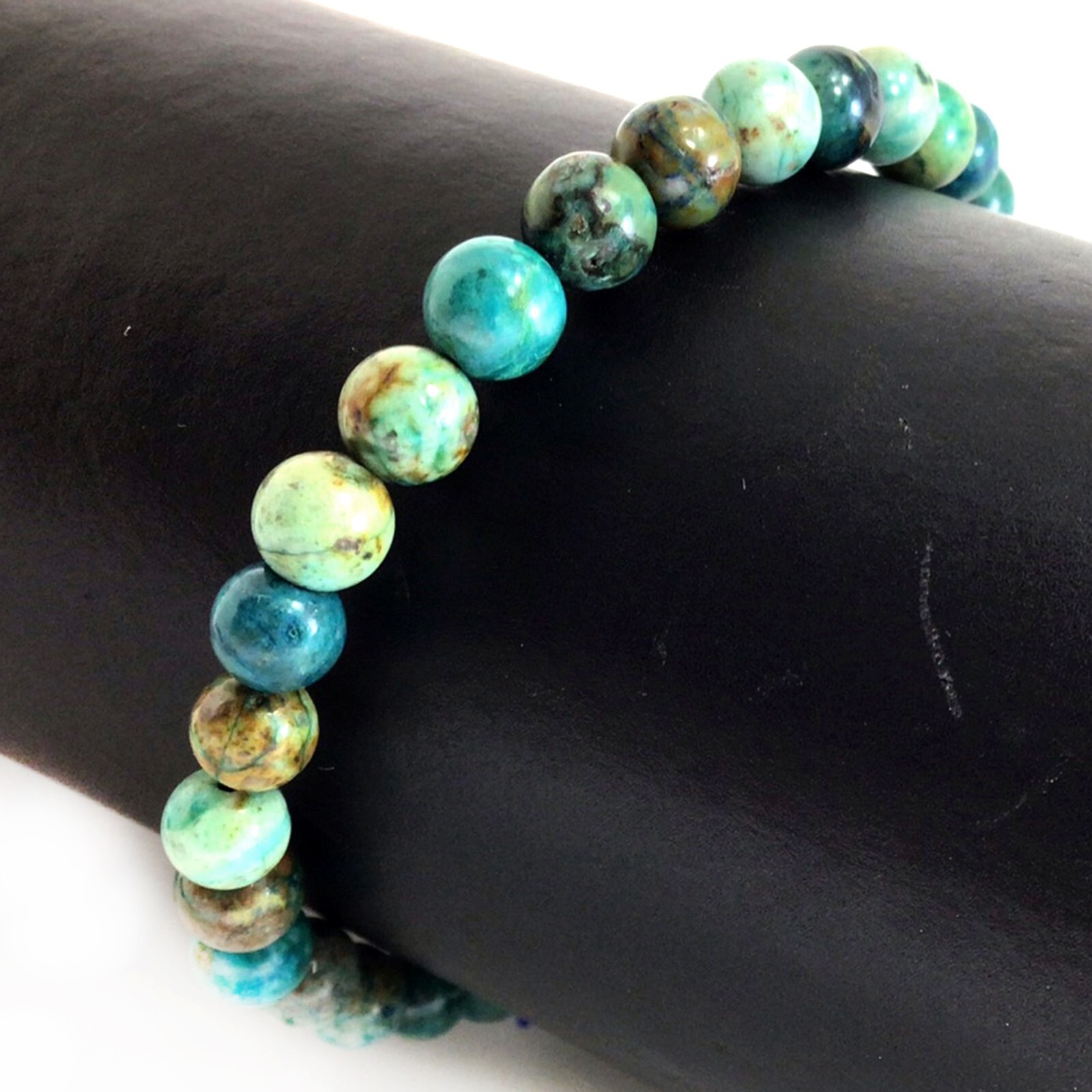 Natural Azurite Chrysocolla Genuine Bracelet Round Beaded 7.5″ 6mm 8mm 10mm 12mm