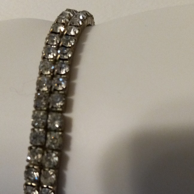 Silver Tone Clear Round Crystal Tennis Bangle Bracelet, Slip-On, Stackable