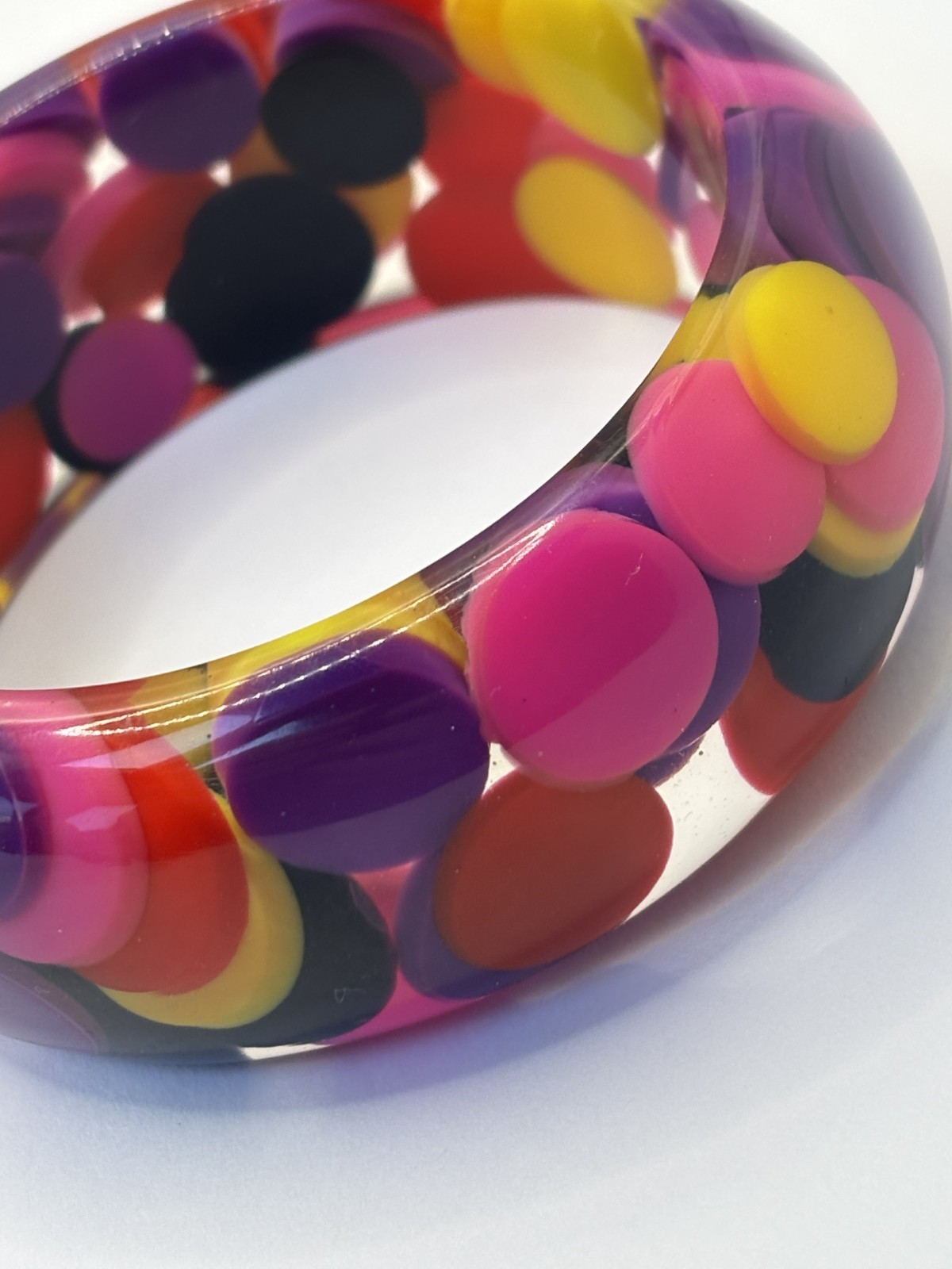 VTG Sobral Lucite Bangle Atelie Petit Boules Multicolour Resin Bracelet Brazil