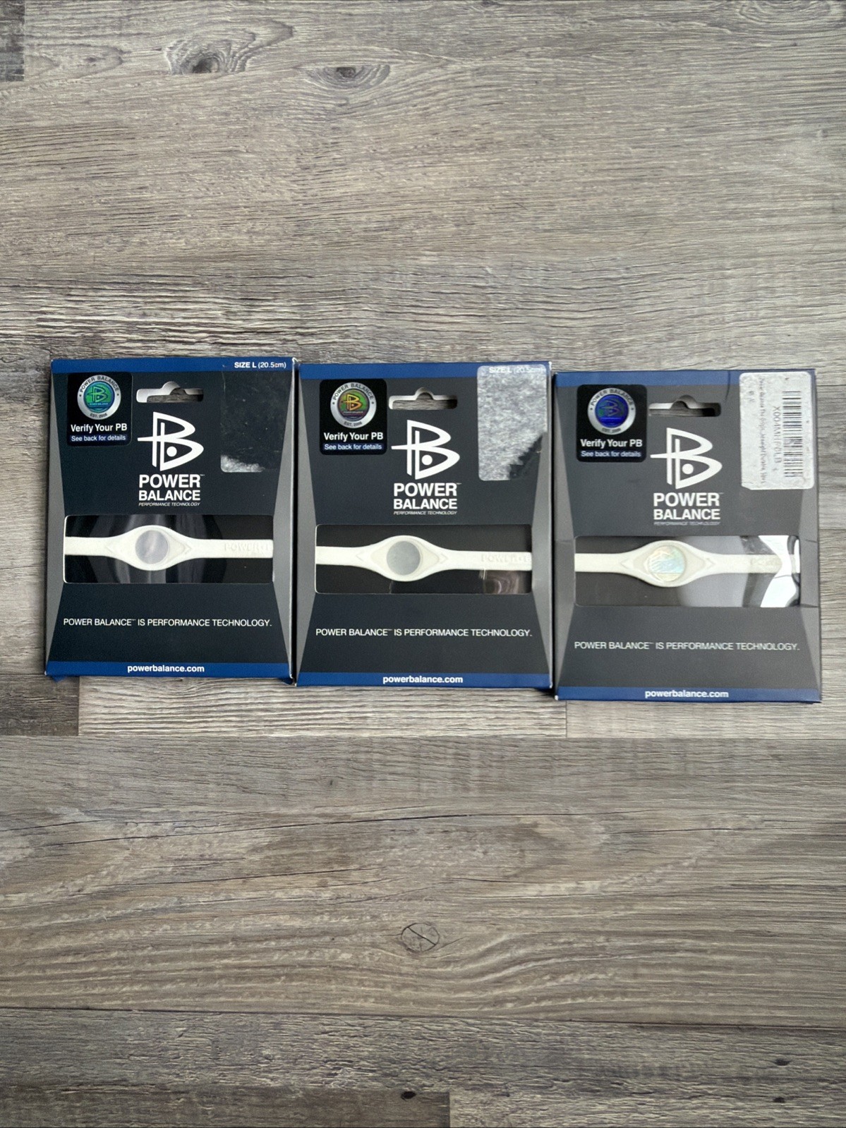 Power Balance 3 Pack White -Large Energy Health Band Bracelet New