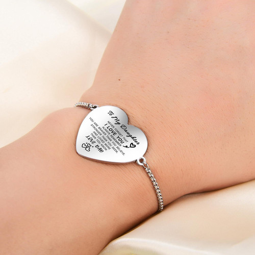 To My Daughter Bracelet Inspirational Engraved Personalized from dad
