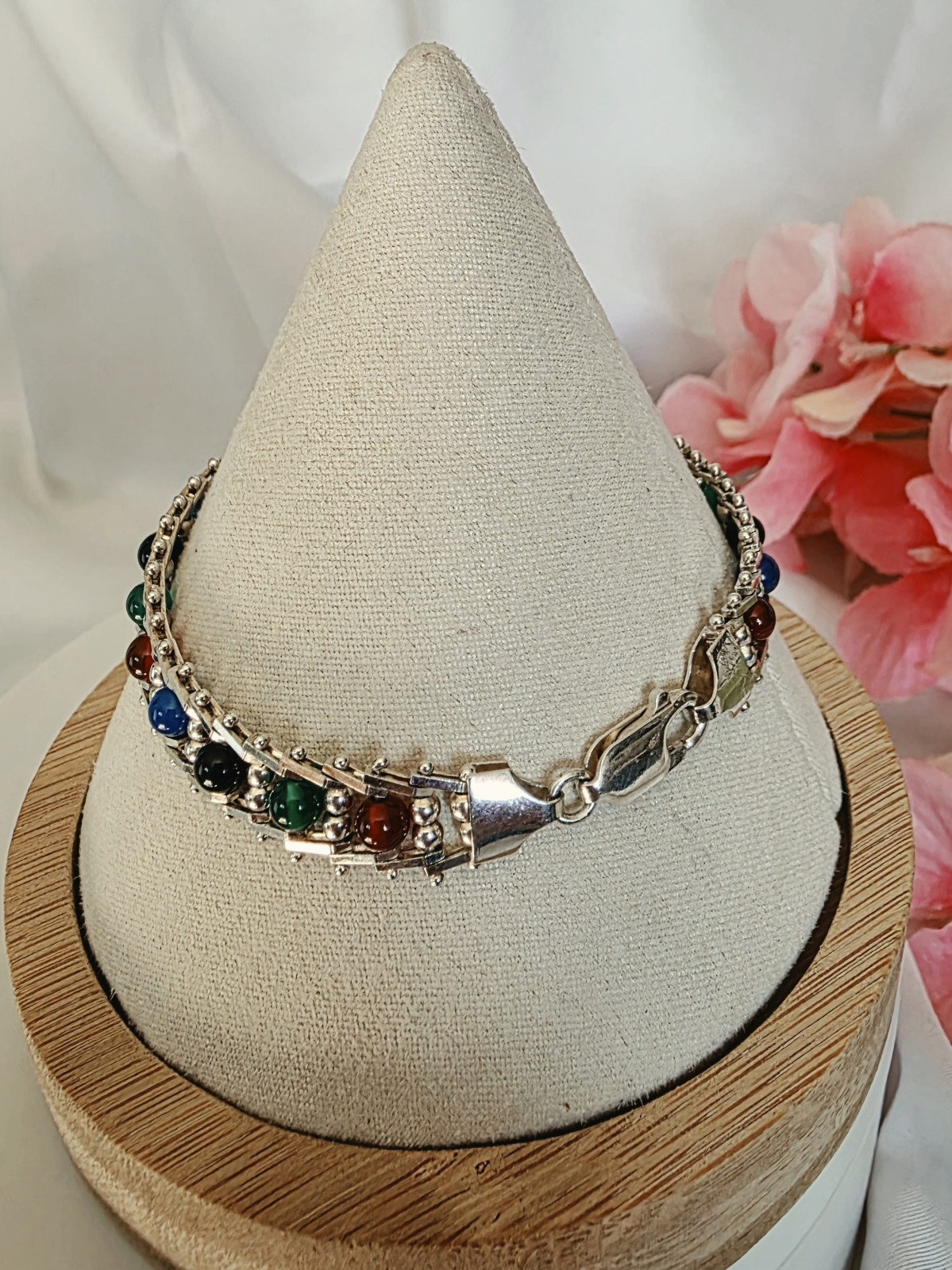 Milor / Italy 925 Sterling Silver Multi Color Ball Bracelet