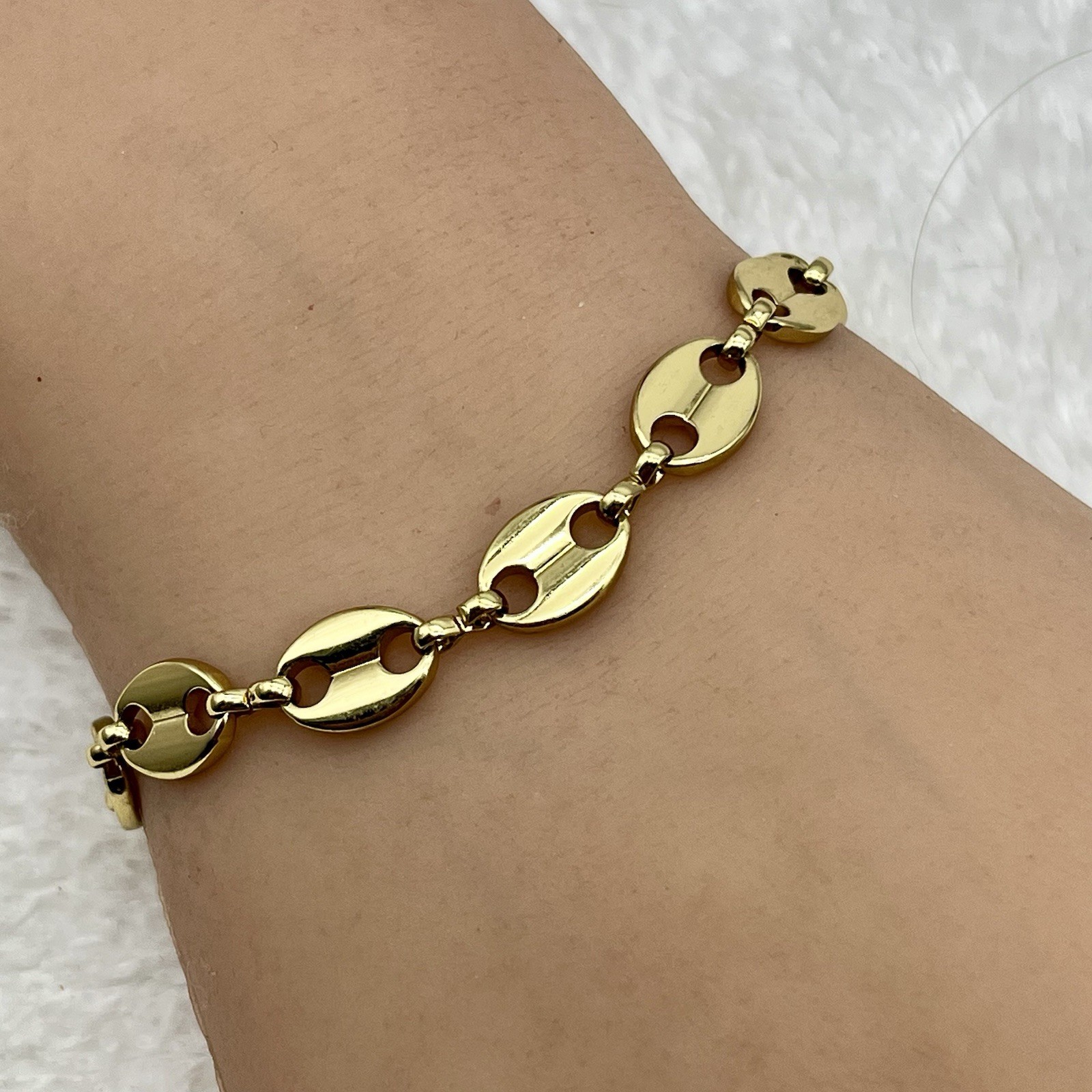 Mariner Link Bracelet Gold Tone Anchor Chain Fits 6.75″ Wrist