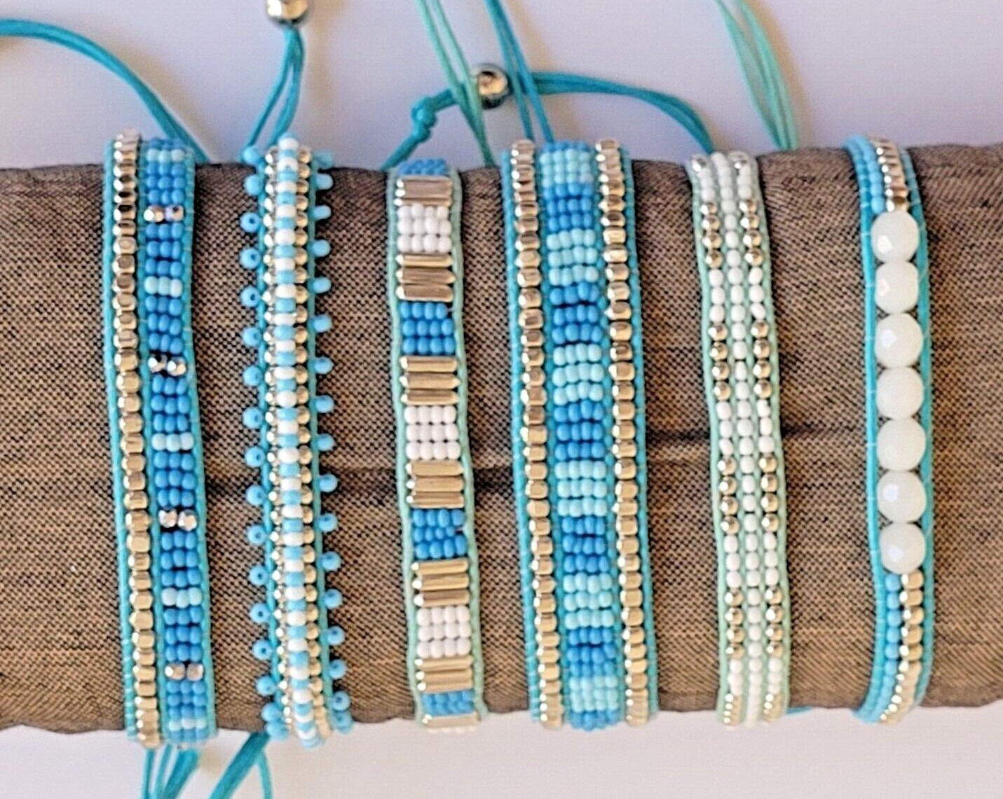 Seed Bead Adjustable Bracelet – Mix & Match Beaded Pull Bracelet Blue