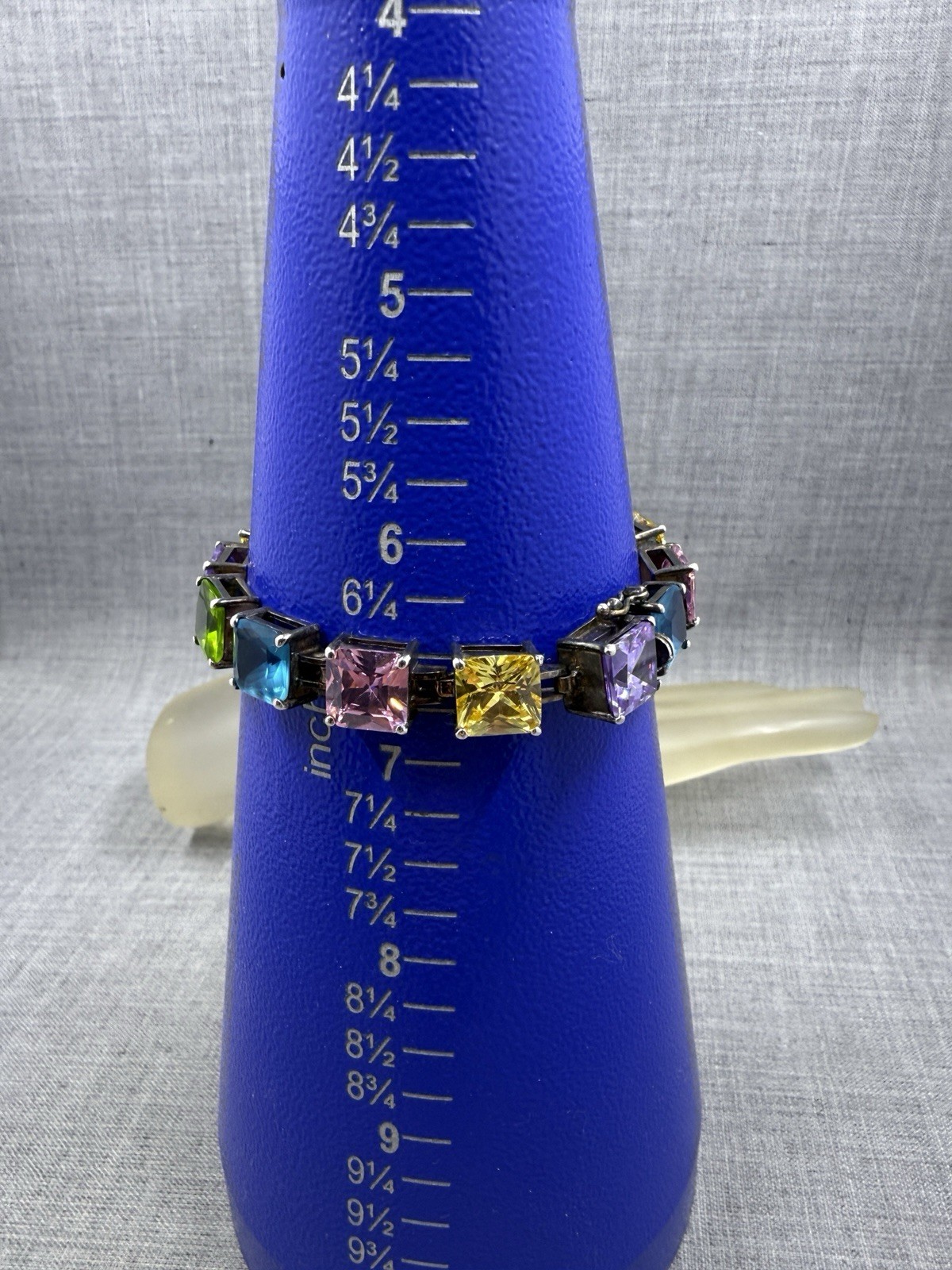 Multicolor Rainbow Lab-Created Multi-Gemstone Sterling .925 Tennis Bracelet