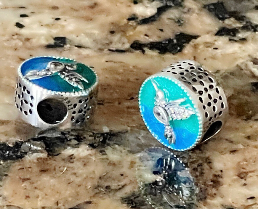 Hummingbird Charm, S925 Silver Stamped Charm for Bracelet, Hummingbird Jewelry