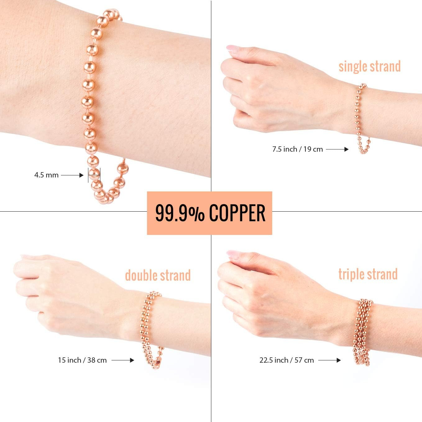 Pure Copper Bracelet for Men and Women – Natural Wellness Jewelry – Single or Do