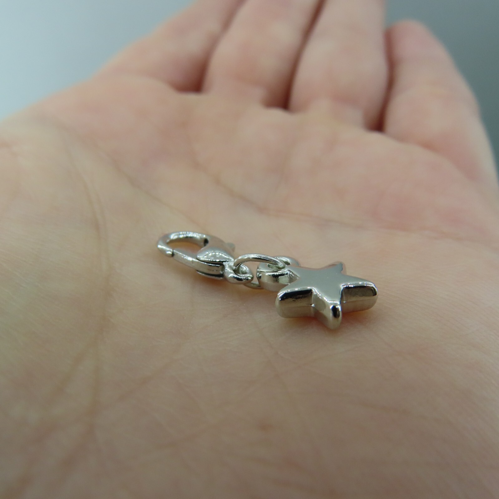 LITTLE STAR Charm Zipper Pull Keyring Add On Clip Dangle Silver Tone Celestial