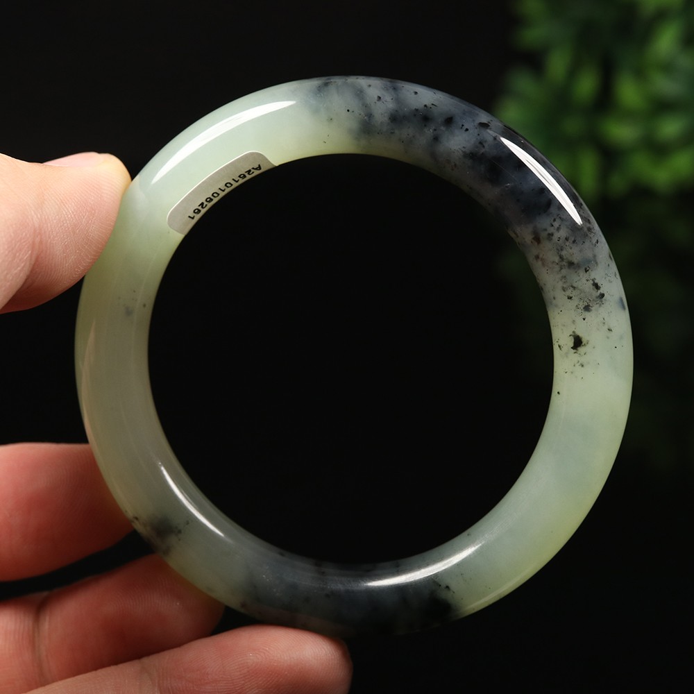 55mm Certified 100% Natural Grade A Black Green Xiu Jade Bracelet Bangle 12575