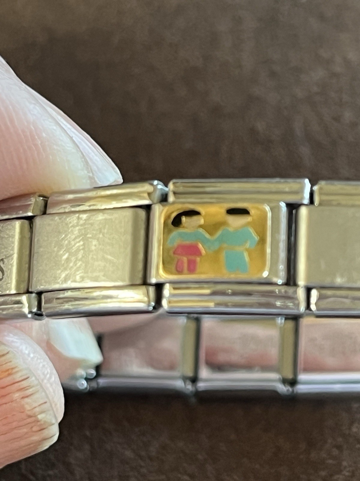 Italian Pagoda 18K Stainless Steel Italy Link Bracelet W/10 Color Charms 5, 18k
