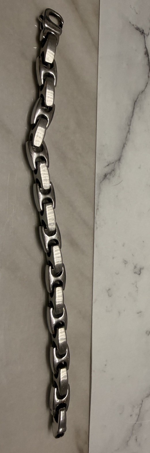 Stainless Steel Silver Tone Bar Link Chain Bracelet Lobster Clasp No Stone