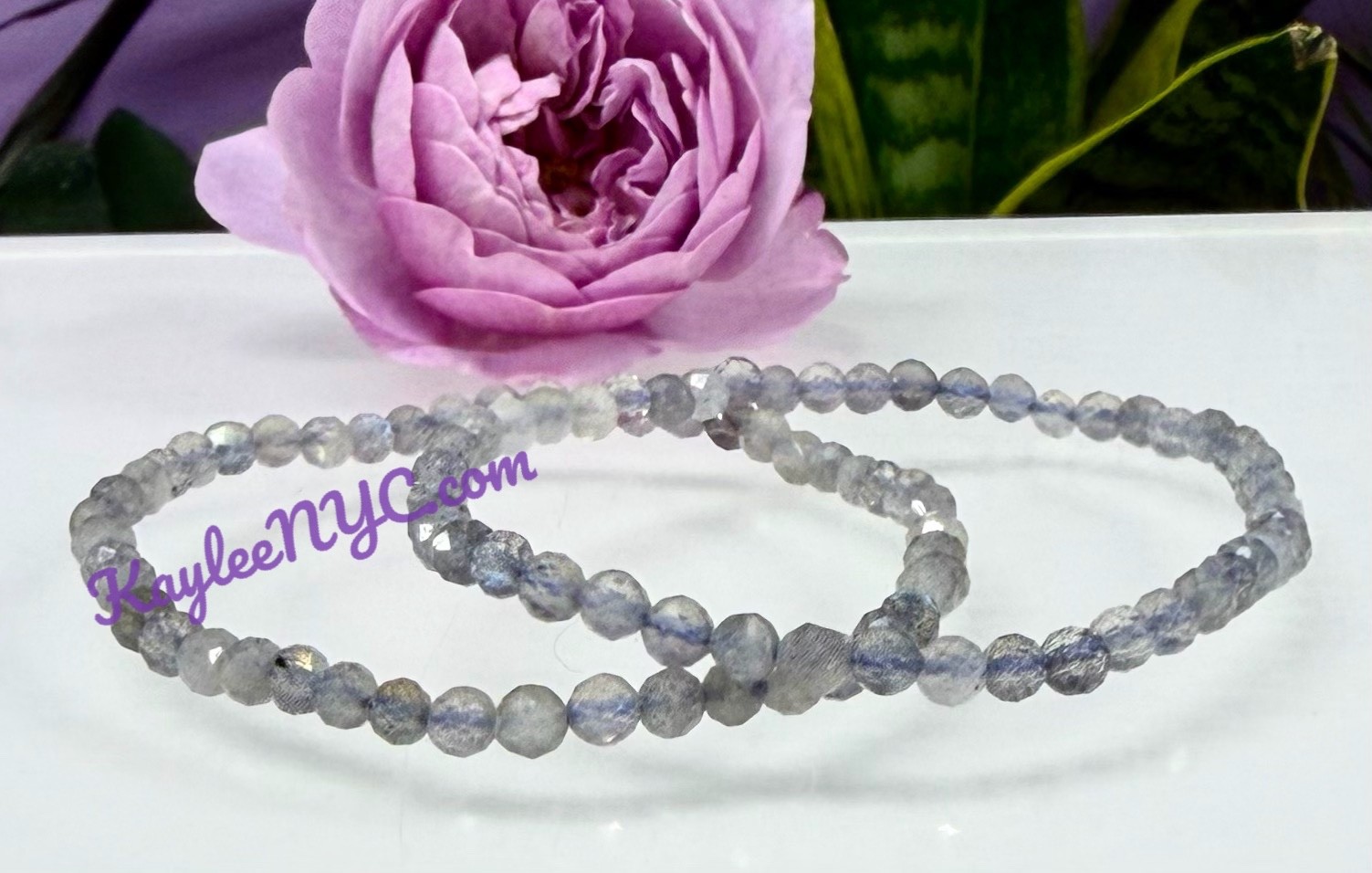 Wholesale 6 Pcs Natural 4mm Faceted Labradorite 7.5” Stretch Bracelet