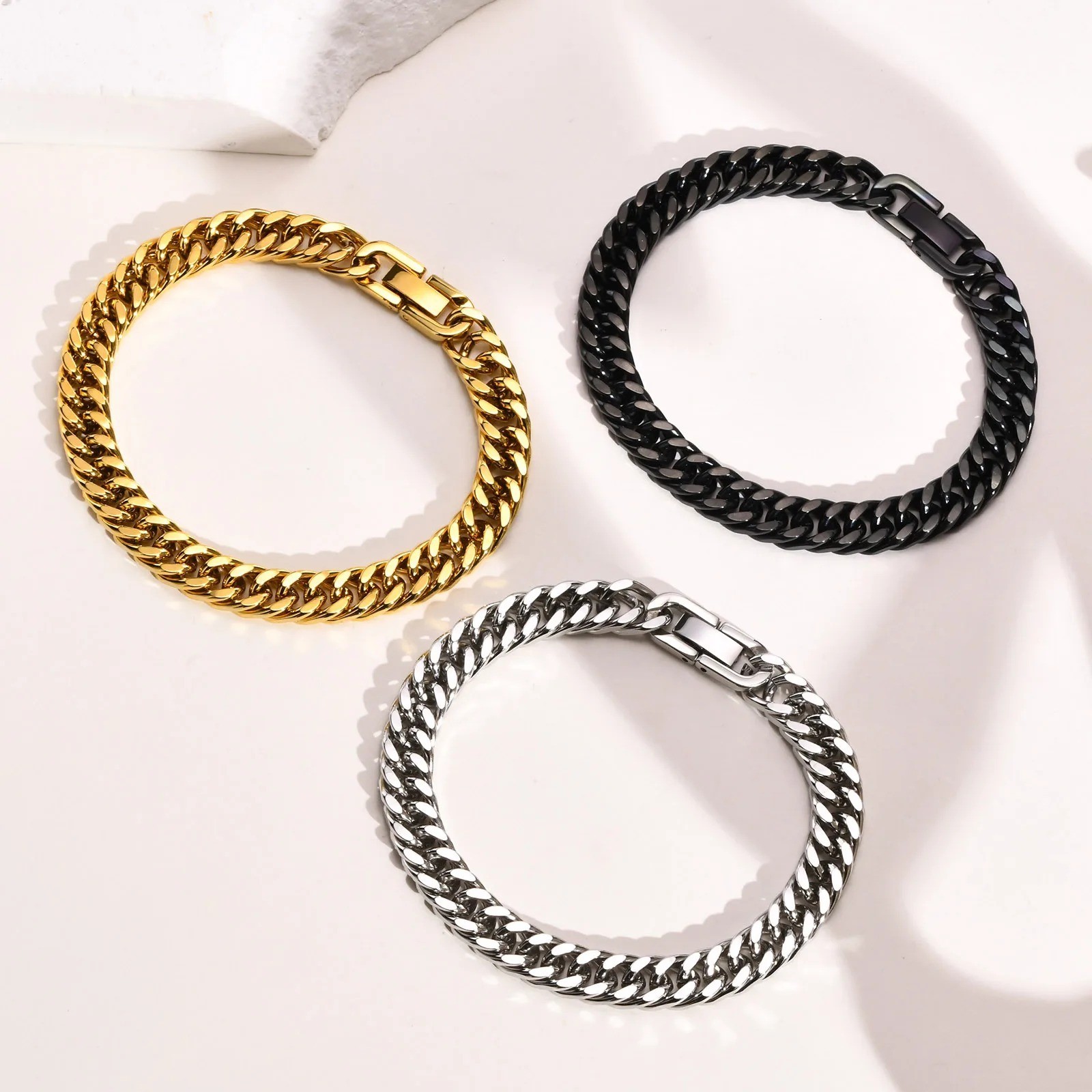 Men’s Stainless Steel Link Bracelet 304 Cuban Chain Hypoallergenic Gift for Him