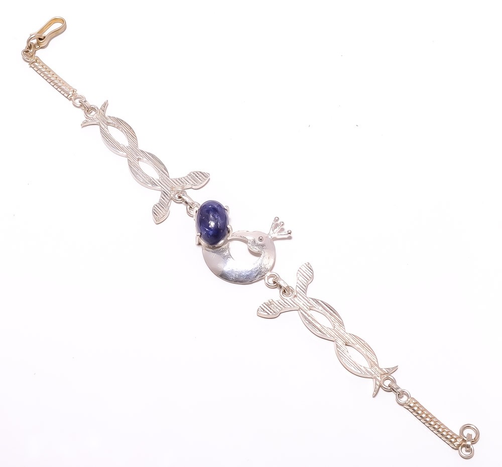 Natural Lapis Lazuli 925 Silver Plated Jewelry Snake Bracelet 7-7.99″ B7625-6