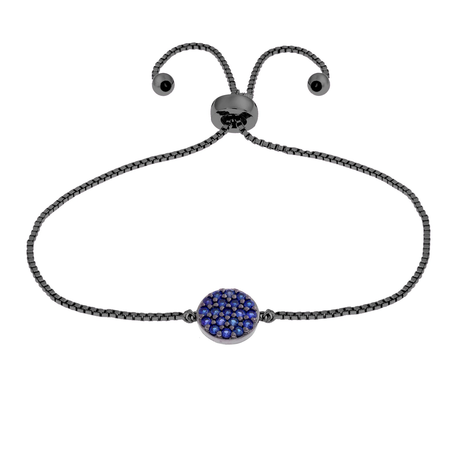 Elegant Confetti 18K Black Gold Plated Blue Diamond Circle Bolo Bracelet