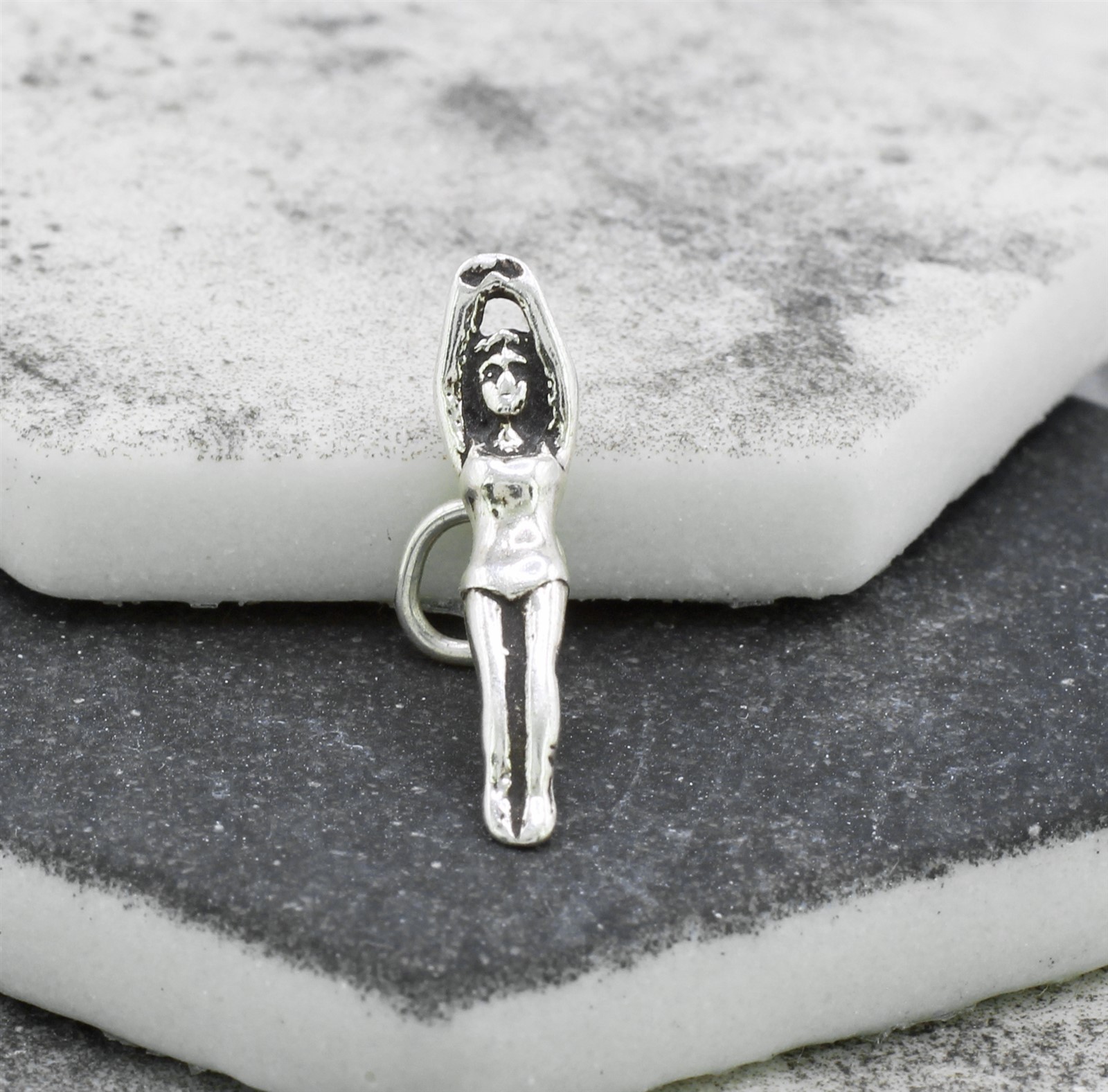 925 Sterling Silver Female Girl Women Swimmer Swim Team Swimming Charm Pendant