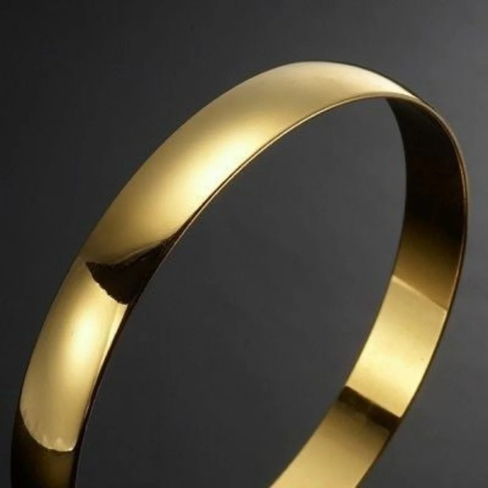 18ct Heavy Yellow Gold Plated Plain Bangle – USA Made