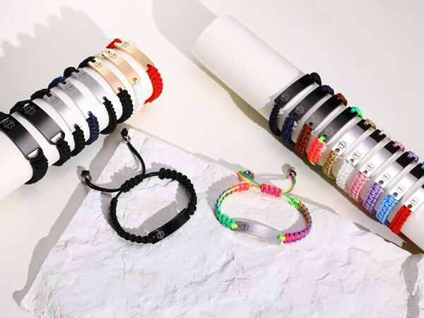 VNOX Custom Engraving Handmade Braided Rope Adjustable Medical Alert ID Bracelet