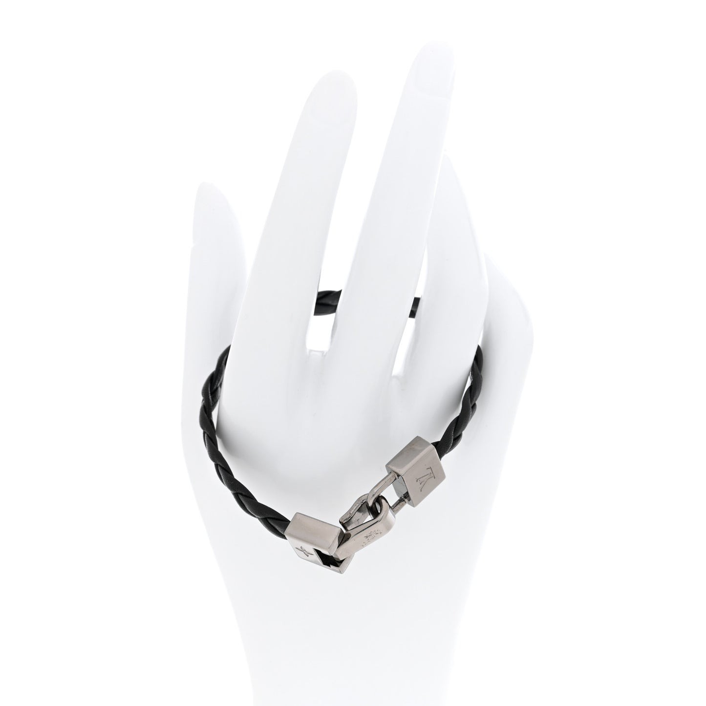 Louis Vuitton Calfskin Braided Lock Bracelet Black – Authentic and Unisex