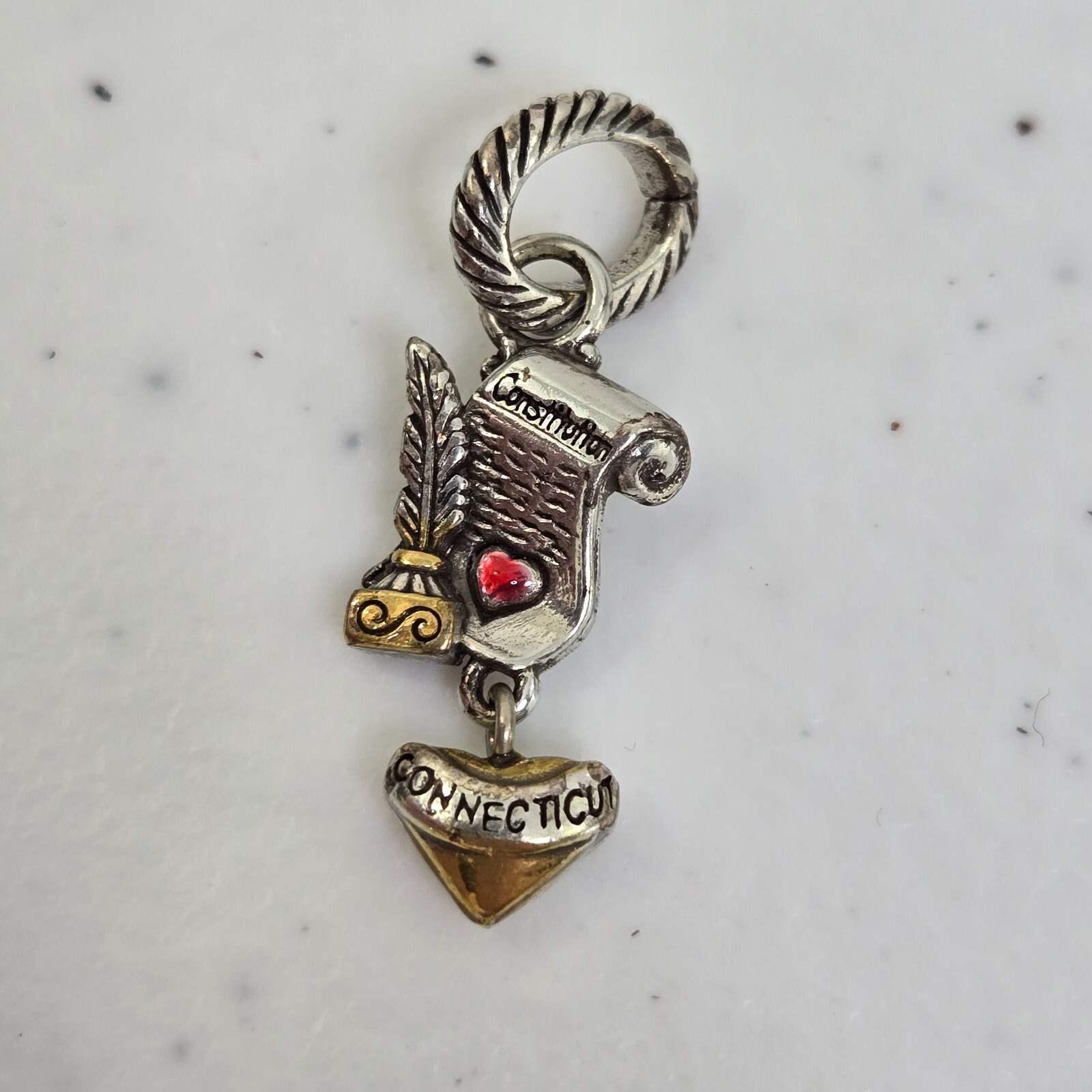Brighton Connecticut State Constitution of the United States Gold Heart Charm