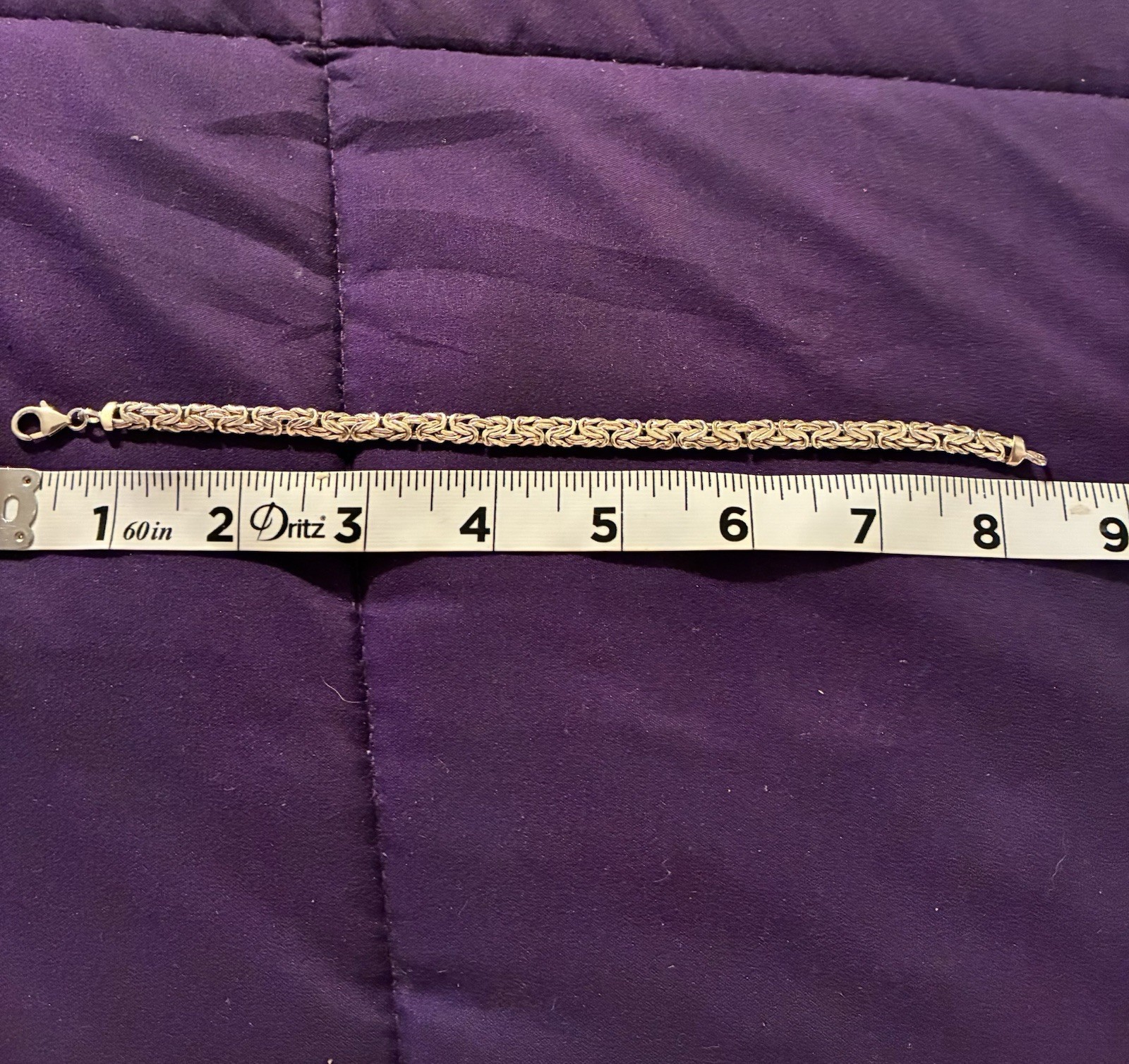 Sterling Silver Byzantine Chain Bracelet, Lobster Clasp, 8 in, Metal, No Stone