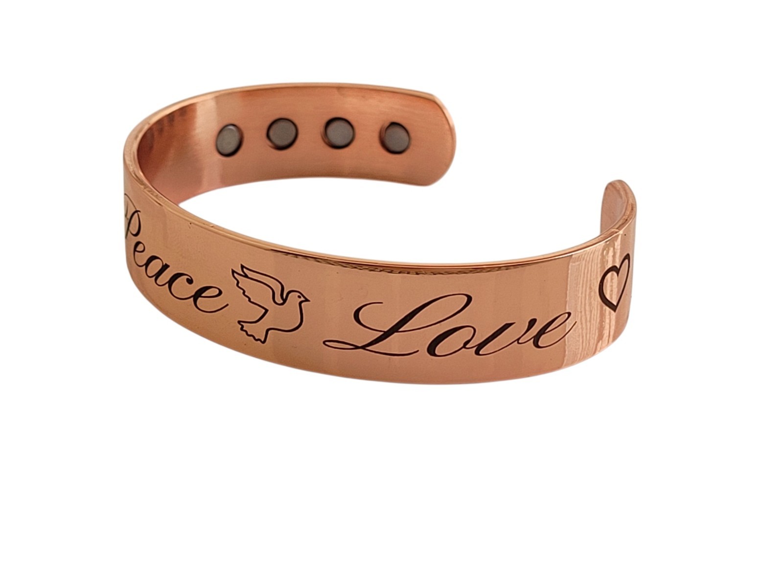 Faith Peace Love Solid Pure Copper Magnetic Bracelet Arthritis Pain Therapy Cuff