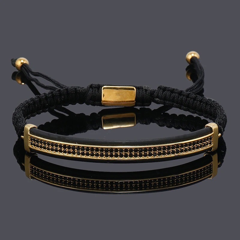 Luxury Punk CZ Bar Braided Man Bracelets For Women